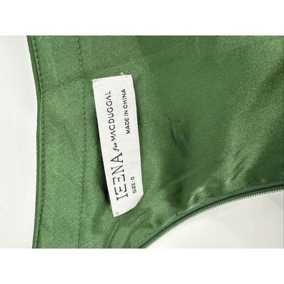 Mac Duggal Size 0 Green 11251 One Shoulder Long Sleeve Draped Charmeuse Gown - Picture 9 of 10